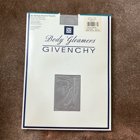 Givenchy Body Gleamers Shimmer Silver Control Top Sheer Leg Tights Pantyhose - Picture 1 of 6